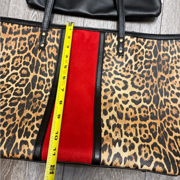 Chicos Leopard Print Tote Bag with Red Accent - Picture 2 of 13